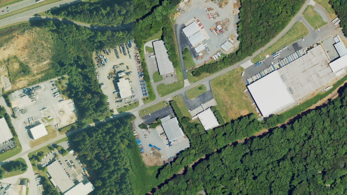 Warehouses along Lowery Street in east Winston-Salem, seen from the air. Foster's distribution center is at 2900 Lowery St. The picture does not show the site as it is today.