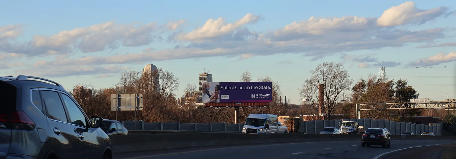 The Winston-Salem skyline seen from US 52, the city's main north-south freeway.