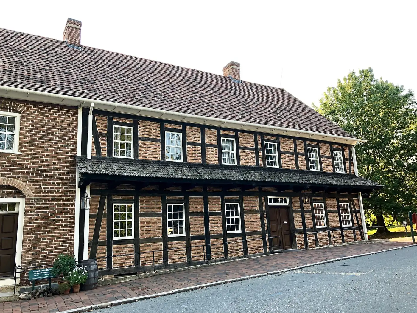 The half-timbered Single Brothers' House on Main Street in Old Salem, where Home Moravian Church holds its Candle Tea each December.