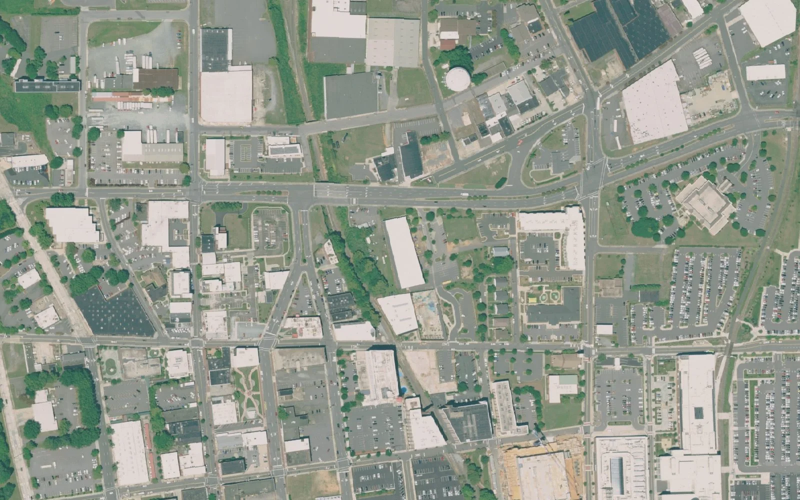The Arts Based School and its grounds on N. Martin Luther King Jr. Drive in Winston-Salem, seen from the air