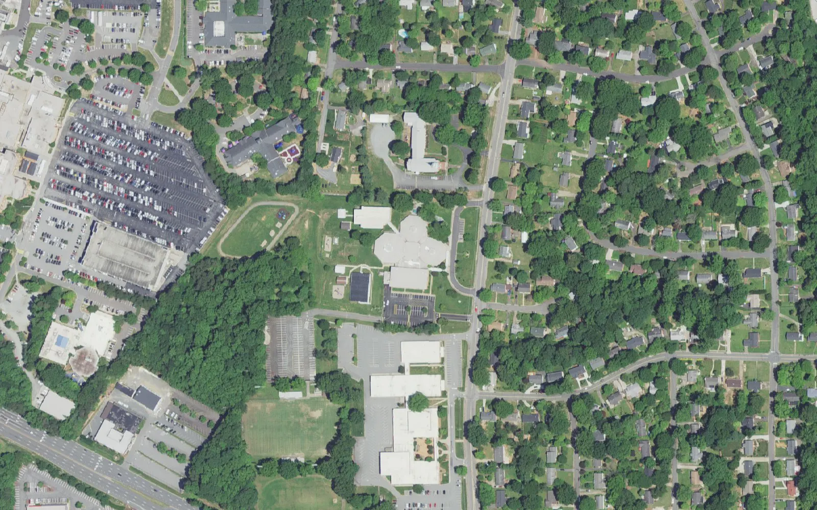 Bolton Elementary School and its grounds on Bolton St. in Winston-Salem, seen from the air