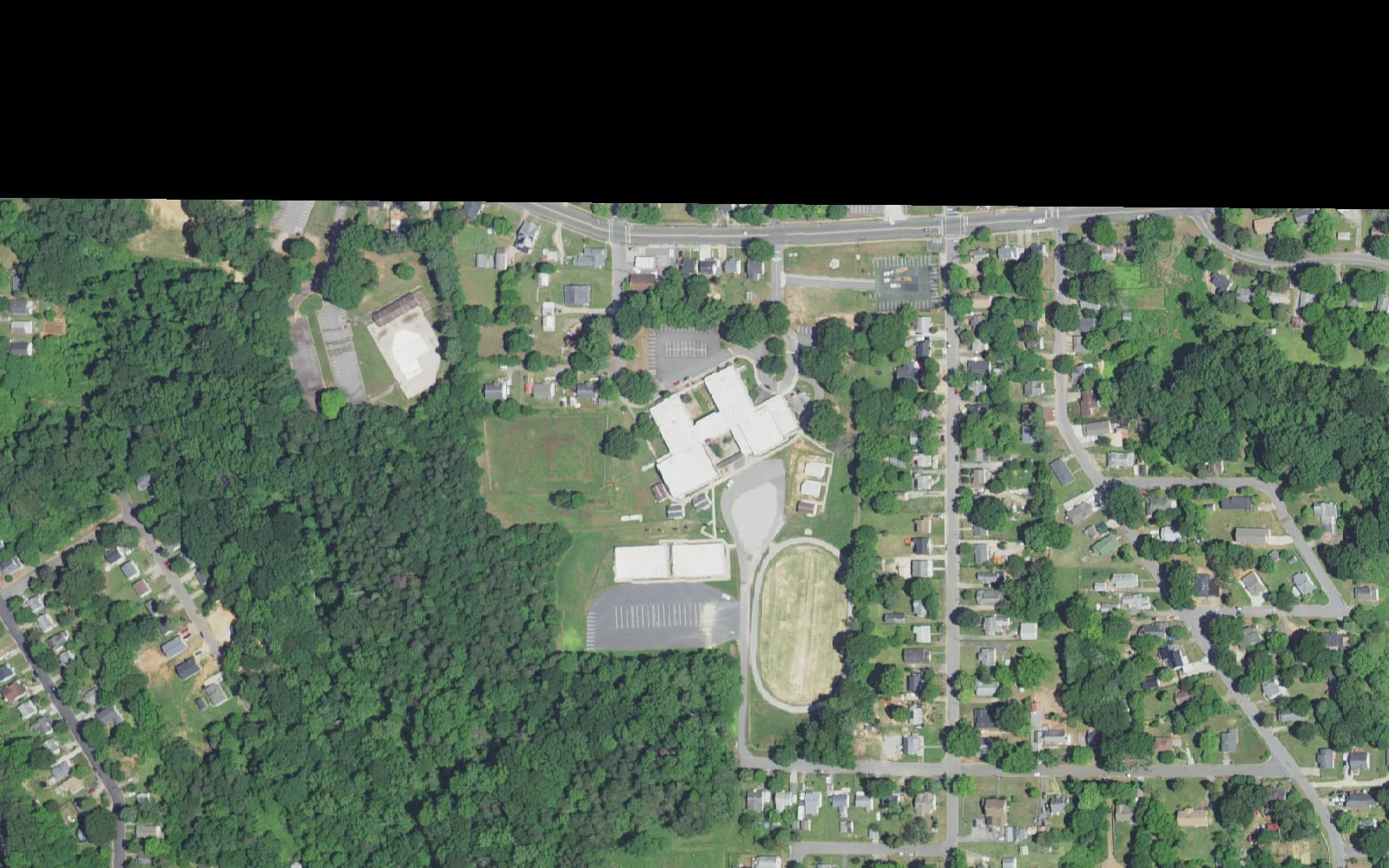 Hanes Magnet School and its grounds on Pleasant St. in Winston-Salem, seen from the air