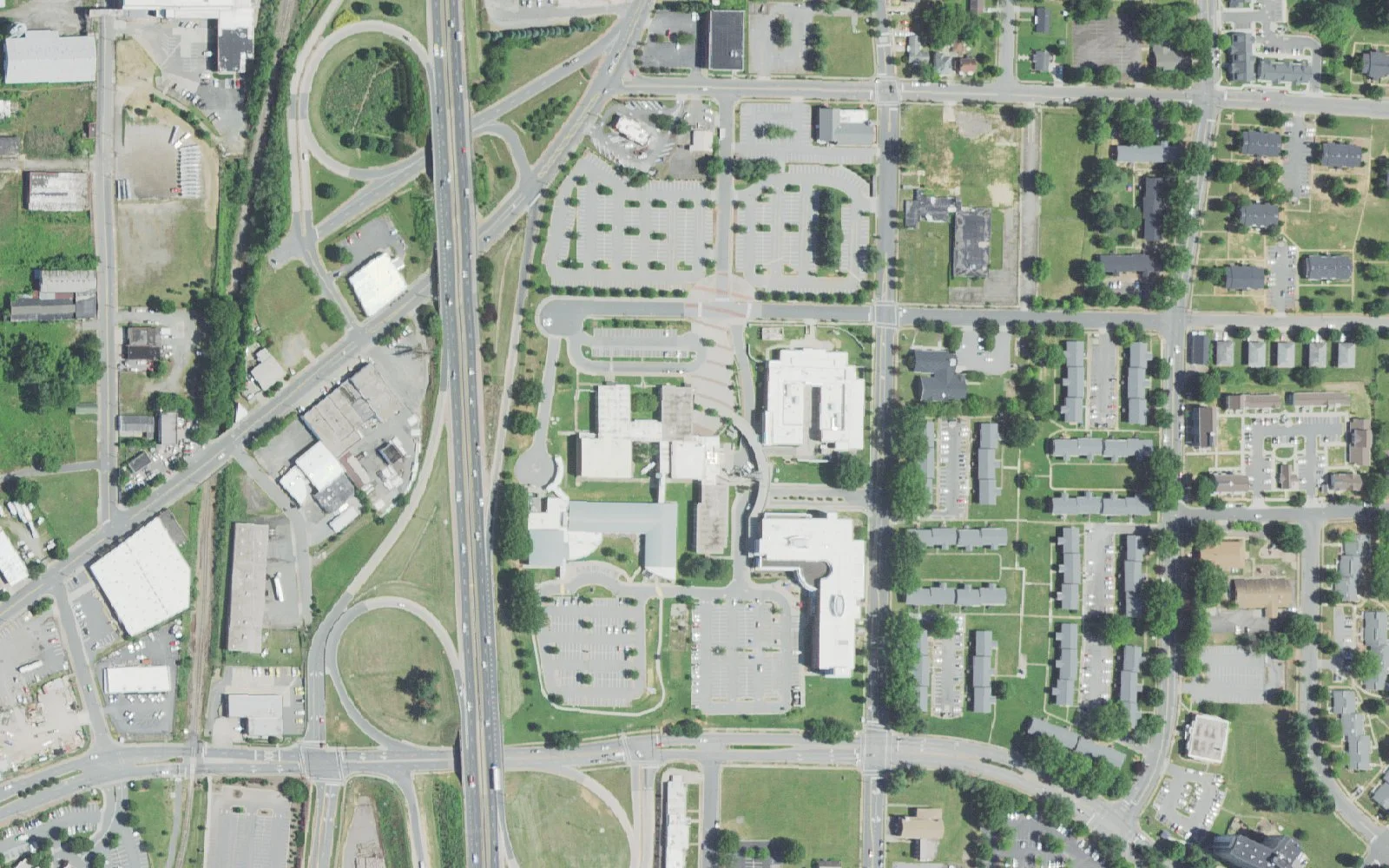 John F. Kennedy High School and its grounds on E. 11th St. in Winston-Salem, seen from the air