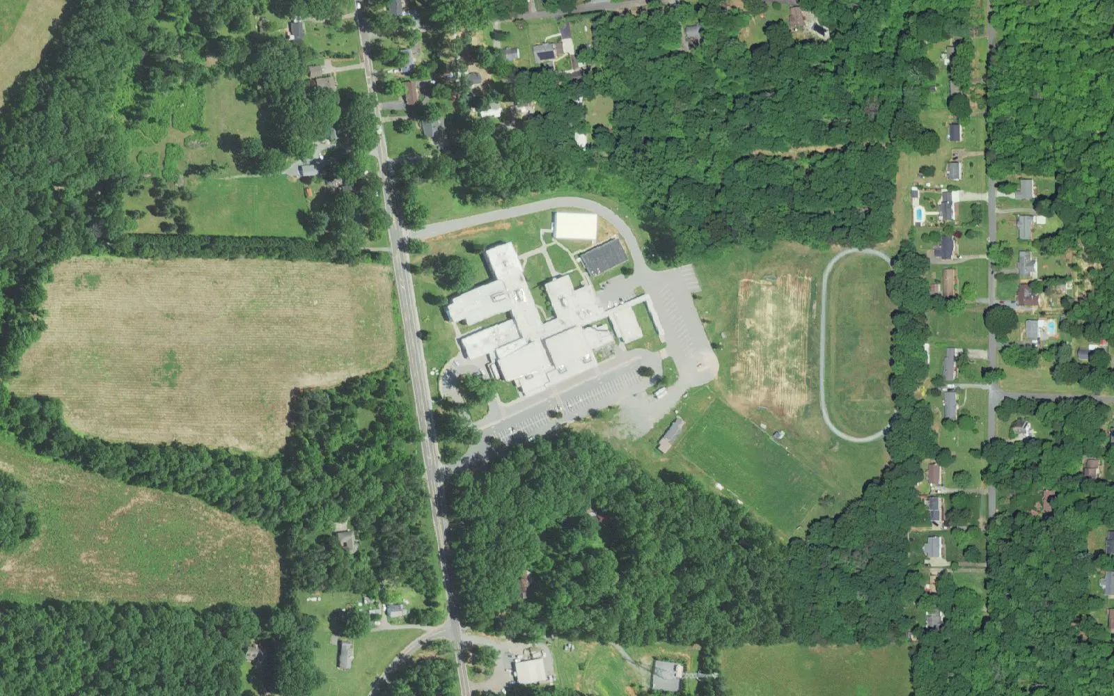 Northwest Middle School and its grounds on Murray Road in Winston-Salem, seen from the air