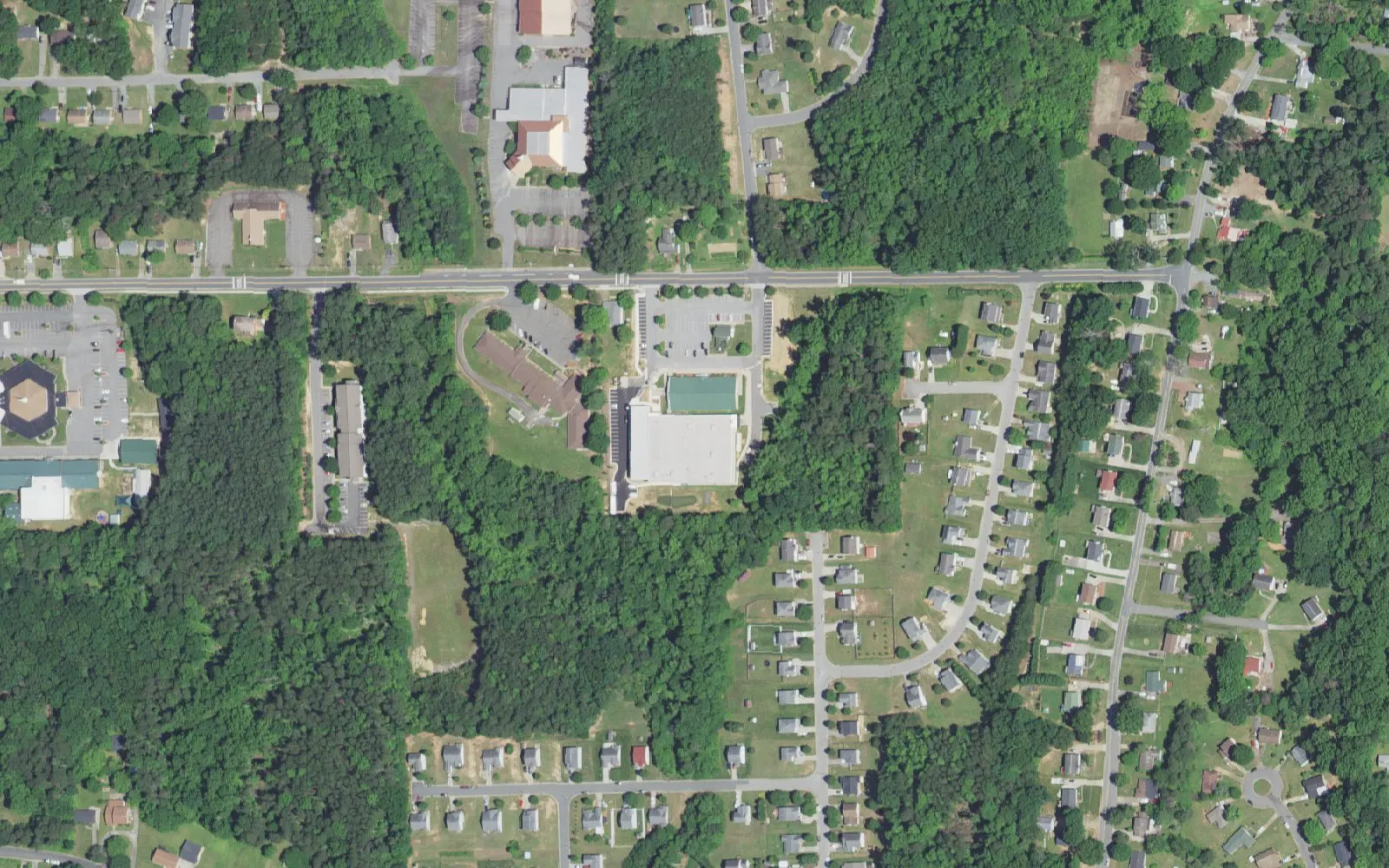 Quality Education Academy and its grounds on Lansing Drive in Winston-Salem, seen from the air