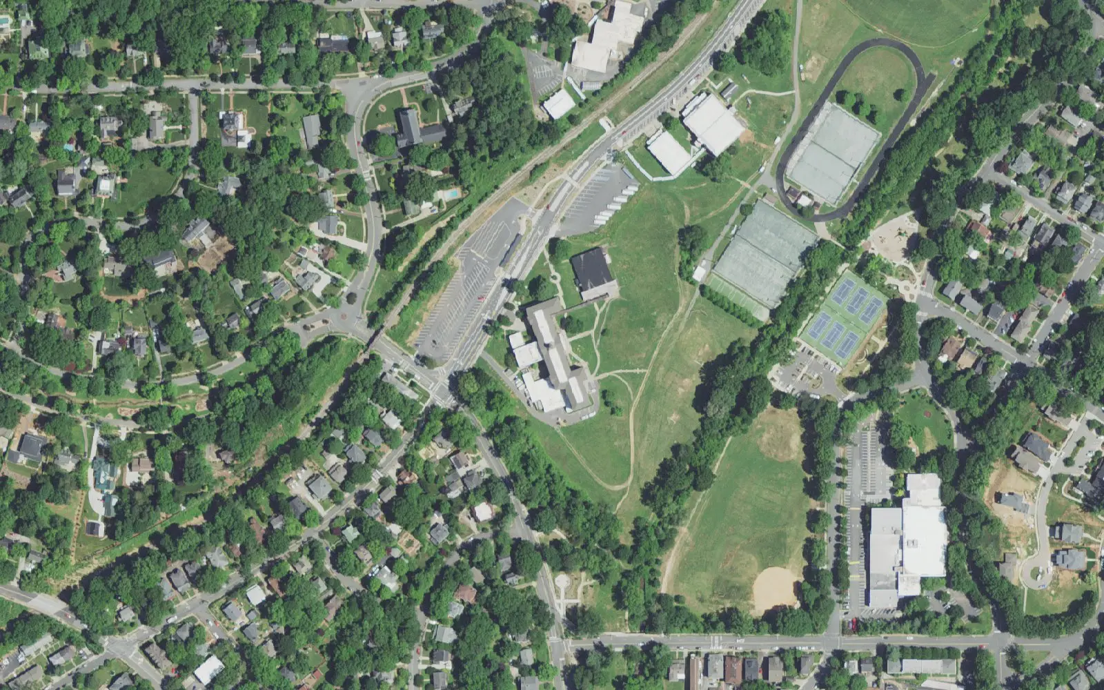 Wiley Magnet Middle School and its grounds on Northwest Blvd. in Winston-Salem, seen from the air