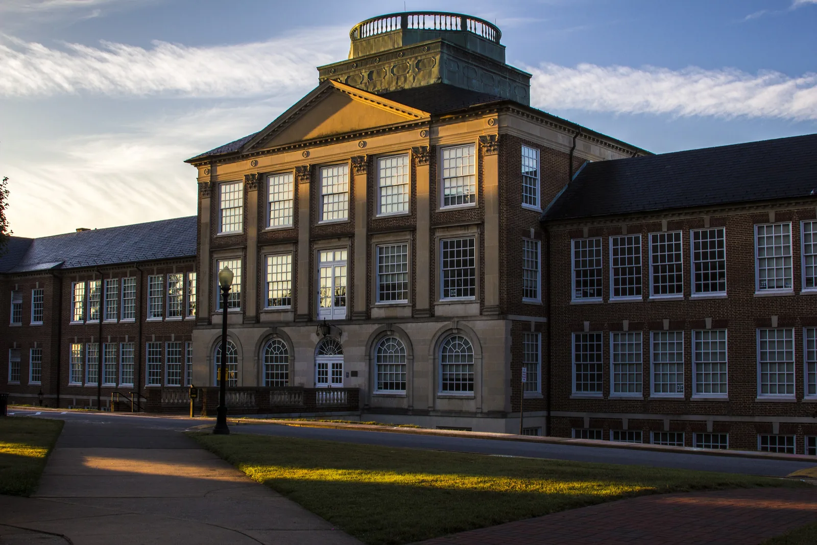 R.J. Reynolds High School and the Reynolds Memorial Auditorium on Hawthorne Road in Winston-Salem.